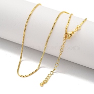 Brass Box Chain Necklaces for Women, Real 18K Gold Plated, 16.42 inch(417mm)(NJEW-G084-11G)
