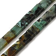 Natural African Turquoise(Jasper) Beads Strands, 2-Hole, Rectangle, 5.5~6x5x2.5mm, Hole: 0.9mm, about 69~70pcs/strand, 15.12~15.2 inch(38.4~38.6cm)(G-F762-A14-01)