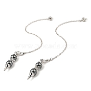 Synthetic Hematite Pointed Dowsing Pendulums, with Rack Plating Platinum Brass Findings, Long-Lasting Plated, Lead Free & Cadmium Free, Cone, 235mm(G-K338-29P-04)