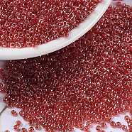 MIYUKI Round Rocailles Beads, Japanese Seed Beads, 15/0, (RR166) Transparent Ruby Luster, 1.5mm, Hole: 0.7mm, about 5555pcs/10g(X-SEED-G009-RR0166)