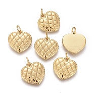 Ion Plating(IP) 304 Stainless Steel Pendants, with Jump Ring, Textured, Heart, Golden, 15x14.5x2mm, Hole: 3.6mm(STAS-F256-032G)