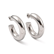 304 Stainless Steel Stud Earrings for Women, C-Shaped, Stainless Steel Color, 34.5x7.8mm, Pin: 0.7mm(EJEW-G346-07E-P)