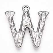 Brass Pendants, Letter Charms, Letter W, 22.5x22x3mm, Hole: 1.6mm(KK-N254-218P-W)