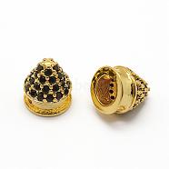 Brass Micro Pave Grade AAA Cubic Zirconia Beads, Cadmium Free & Nickel Free & Lead Free, Cone, Real 18K Gold Plated, 7x7.5mm, Hole: 1~4mm(ZIRC-G100-35G-NR)