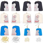 Olycraft 3D Printed Charm Dangle Earring Making Kit for Girl Women, Including Abstract Face Acrylic Pendants, with Resin, Brass Earring Hooks & Jump Rings, Mixed Color(DIY-OC0007-64)