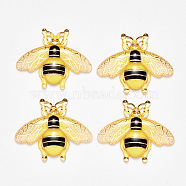 Transparent Acrylic Pendants, with Plated Bottom, Bees, Yellow, 26.5x32.5x4mm, Hole: 1mm(X-TACR-R140-07H)