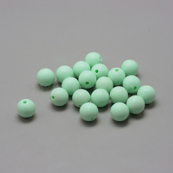 Food Grade Eco-Friendly Silicone Beads, Chewing Beads For Teethers, DIY Nursing Necklaces Making, Round, Pale Green, 12mm, Hole: 2mm(X-SIL-R008B-38)