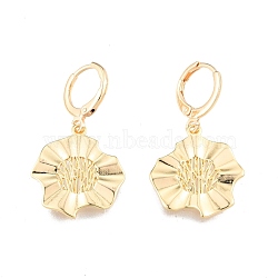 Brass Flower Dangle Leverback Earrings for Women, Cadmium Free & Nickel Free & Lead Free, Real 18K Gold Plated, 33.5mm, Pin: 1mm(EJEW-N012-94)