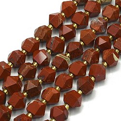 Natural Red Jasper Beads Strands, Faceted, Octagonal, 9~10.5x9~10.5x7.5~8.5mm, Hole: 1mm, about 36~40pcs/strand, 39~39.5cm(G-I376-A05-01)