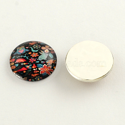 Flatback Half Round Insect and Plants Pattern Glass Dome Cabochons for DIY Projects, Colorful, 40x8mm(X-GGLA-R026-40mm-16E)