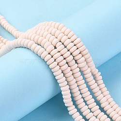 Handmade Polymer Clay Beads Strands, for DIY Jewelry Crafts Supplies, Flat Round, PapayaWhip, 6~7x3mm, Hole: 1.5mm, about 113~116pcs/strand, 15.55 inch~16.14 inch(39.5~41cm)(CLAY-N008-008-01)