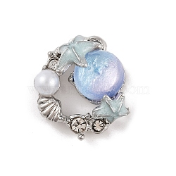 Alloy & Resin Pendants, Summer Beach Charms, Platinum, Starfish, 15.5x16x5.5mm, Hole: 1.6mm(FIND-G081-01A-P)