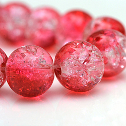 Baking Painted Crackle Glass Bead Strands, Round, Red, 4mm, Hole: 1.1~1.3mm, about 200pcs/strand, 31.4 inch(CCG-S001-4mm-15)