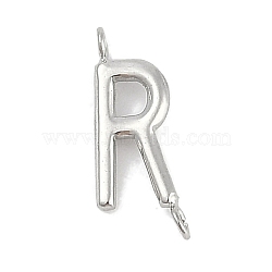 304 Stainless Steel Letter Connector Charms, Stainless Steel Color, Letter R, 12x4.5x2mm, Hole: 1.2mm(STAS-M108-01P-18)