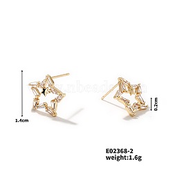 Shiny Star Stud Earrings for Women, Elegant and Stylish Jewelry, Golden, 14x2mm(VJ6660-2)