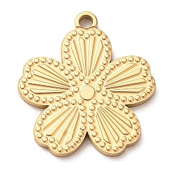 Ion Plating(IP) 304 Stainless Steel Pendants, Flower Charm, Golden, 18x16x1mm, Hole: 1.2mm.(STAS-E199-04G)