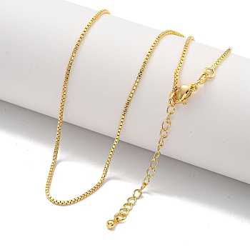 Brass Box Chain Necklaces for Women, Real 18K Gold Plated, 16.42 inch(417mm)