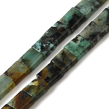 Natural African Turquoise(Jasper) Beads Strands, 2-Hole, Rectangle, 5.5~6x5x2.5mm, Hole: 0.9mm, about 69~70pcs/strand, 15.12~15.2 inch(38.4~38.6cm)