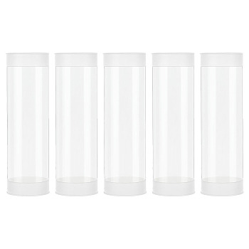Transparent PC Plastic & PE Bead Storage Tubes, with Double White Lids, White, 20.5x6cm, Inner Diameter: 5.9cm