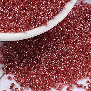 MIYUKI Round Rocailles Beads, Japanese Seed Beads, 15/0, (RR166) Transparent Ruby Luster, 1.5mm, Hole: 0.7mm, about 5555pcs/10g
