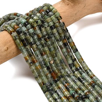 Natural African Turquoise(Jasper) Beads Strands, Disc, Heishi Beads, 3x2.5mm, Hole: 0.6mm, about 148pcs/strand, 15.31''(38.9cm)