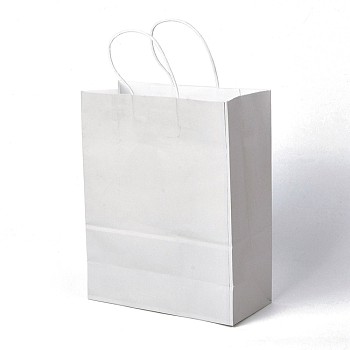 Pure Color Kraft Paper Bags, Gift Bags, Shopping Bags, with Paper Twine Handles, Rectangle, Gray, 33x26x12cm