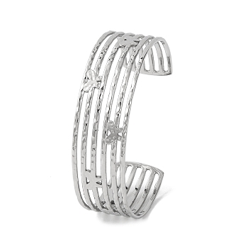 Butterfly 304 Stainless Steel Cuff Bangles for Women, Stainless Steel Color, Inner Diameter: 2-1/2x2-1/8 inch(6.4x5.4cm)