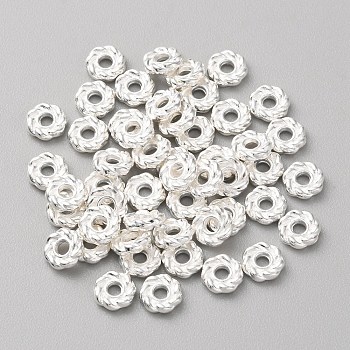 50Pcs Alloy Spacer Beads, Twisted Ring, Silver, 6x1.5mm, Hole: 1.8mm
