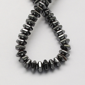 Non-magnetic Synthetic Hematite Beads Strands, Grade A, Hexagon, Black, 7x4mm, Hole: 1mm