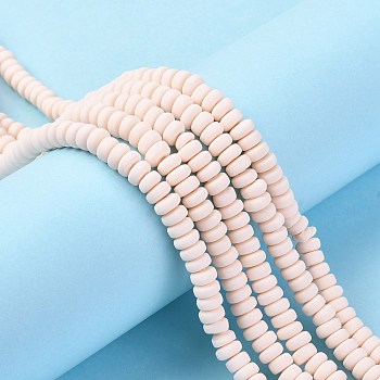 Handmade Polymer Clay Beads Strands, for DIY Jewelry Crafts Supplies, Flat Round, PapayaWhip, 6~7x3mm, Hole: 1.5mm, about 113~116pcs/strand, 15.55 inch~16.14 inch(39.5~41cm)