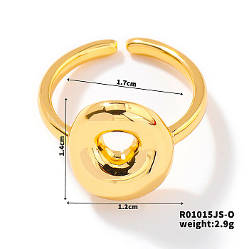 Fashionable Letter Brass Open Cuff for Women, Golden, European and American Style, Letter O, Inner Diameter: 17mm