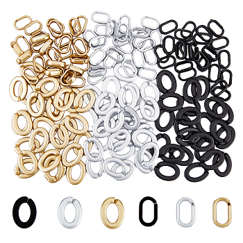 240Pcs 6 Style Opaque Spray Painted Acrylic Linking Rings, Quick Link Connectors, for Cable Chains Making, Oval, Mixed Color, 19~24x12~18.5x3.5~4.5mm, Inner Diameter: 14~15x7~9mm, 40pcs/style