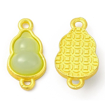 Rack Plating Alloy Connector Charms, with Glass, Gourd Links, Matte Gold Color, Light Green, 18.5x9.5x5.5mm, Hole: 1.5mm