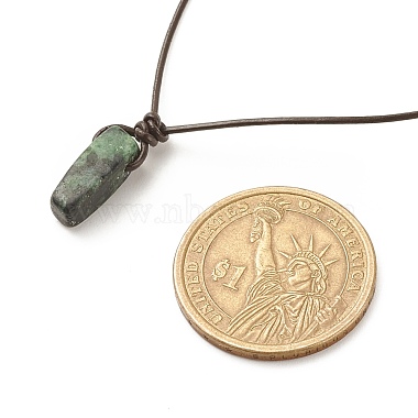 Natural Ruby in Zoisite Nugget Pendant Necklace with Cowhide Leather Cord(NJEW-JN03882-05)-6