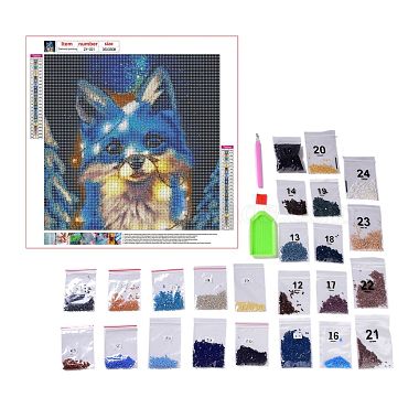 DIY 5D Animals Fox Pattern Canvas Diamond Painting Kits(DIY-C021-06)-3