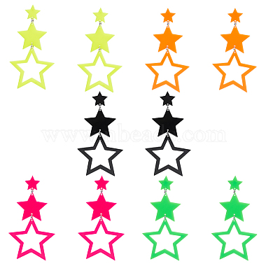 Mixed Color Star Acrylic Stud Earrings