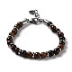 bracelets de perles rondes en pierres précieuses naturelles et synthétiques mélangées(BJEW-Q777-04)-2