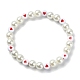 Heart & Imitated Pearl Acrylic Beaded Stretch Bracelets(BJEW-JB10025)-1