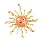 304 Stainless Steel Pendants, with Enamel, Golden, Sun, 42x39.5x4mm, Hole: 1.5mm(STAS-C160-05B-G)