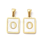 Ion Plating(IP) 304 Stainless Steel Pave Shell Pendants, Rectangle Charm, Real 18K Gold Plated, Letter O, 17.5x12x1.5mm, Hole: 3x5mm(STAS-G327-01G-O)