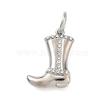 304 Stainless Steel Rhinestone Pendants, Cowboy Boots Charms, Stainless Steel Color, 24mm, Hole: 5mm(FIND-T075-07P)