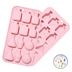 12 in 6 different Halloween themed bottle shapes, silicone molds, cake drip chocolate molds, Rectangle, Pink, 175x90x20mm(ST-CJ0007-20)