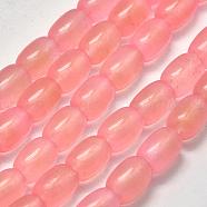 Natural White Jade Beads Strands, Barrel, Dyed, Pink, 13x9mm, Hole: 1mm, about 28pcs/strand, 14.96(G-K208-33A-01)