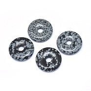 Natural Snowflake Obsidian Pendants, Donut/Pi Disc, Donut Width: 12mm, 30x5~7mm, Hole: 6mm(G-P415-22A)