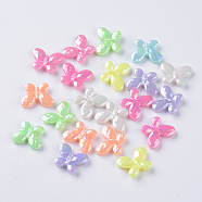 Opaque Acrylic Beads, AB Color Plated, Faceted Butterfly, Mixed Color, 13x17x4mm, Hole: 1.5mm(X-MACR-Q239-015)