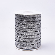 Glitter Sparkle Ribbon, Polyester & Nylon Ribbon, Silver, 3/8 inch(9.5~10mm), about 50yards/roll(45.72m/roll)(SRIB-T002-01B-17)