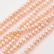 Natural Cultured Freshwater Pearl Beads Strands, Oval, Light Salmon, 7~8x5~6.5mm, Hole: 0.5mm, about 64~66pcs/strand, 15.7 inch(40cm)(PEAR-G007-09)