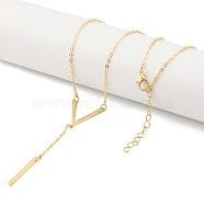 Alloy V Shaped Tassel Pendant Cable Chain Necklaces for Women, Golden, 17.48 inch(44.4cm)(NJEW-M012-02G)