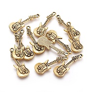Tibetan Style Alloy Pendant, Guitar, Lead Free and Cadmium Free, Antique Golden, 31x11x2mm, Hole: 2mm(X-GLFH20152Y-NF)
