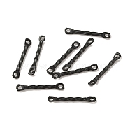 304 Stainless Steel Connector Charms, Twisted Bar, Black, 15x2x1.2mm, Hole: 1mm(STAS-Q323-02C-B)